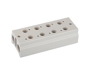 RIEGLER 116222-5510.03-14 Multi-base plate, 3/2 way, 3 positions, G 1/8, G 1/4, 1 piece