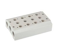 RIEGLER 116251-5520.04-12 Multi-base plate for 5/2-5/3-way valves, 4 positions, G 1/2, 1 piece