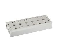 RIEGLER 116261-5520.06-18 Multi base plate for 5/2-5/3 way valves 6 exposures, M5, G 1/8, 1 piece