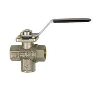 RIEGLER 136327-1085 B 3-Way Ball Valve, MS Vern, Connection Bottom, L-Bore, Rp 3/8, Pack of 1