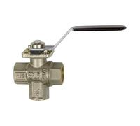 RIEGLER 136340-1086 G 3-Way Ball Valve, MS Vern, Connection Bottom, T-Bore, Rp 1 1/2, Pack of 1