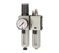 RIEGLER FU 606-10 Futura Maintenance Unit Two-Piece with Polycarbonate Container, Protective Basket and Pressure Gauge, Semi-Automatic, Size 4, 0.5-10 Bar, G 1 Inch