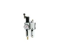 RIEGLER FU 615-10 Futura Maintenance Unit Two-Piece with Polycarbonate Container, Protective Basket and Pressure Gauge, Fully Automatic, Size 4, 0.5-10 Bar, G 3/4 Inch