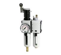 RIEGLER FU 616-4 Futura maintenance unit two-piece with polycarbonate holder, protective basket and pressure gauge, fully automatic, construction size 4, 0.2-4 bar, G 1"