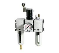 RIEGLER FU 637-10 Futura maintenance unit three-piece with polycarbonate holder, protective basket and pressure gauge, fully automatic, construction size 4, 0.5-10 bar, G 3/4"