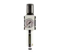 RIEGLER FU Futura 6110-M-10 Filter Regulator with Metal Container, Visible Tube and Pressure Gauge, Semi-Automatic, Size 4, 0.5-10 Bar, G 3/4 Inch