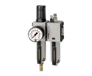 RIEGLER FU Futura 614-M-16 Maintenance Unit Two-Piece with Metal Container, Visible Tube and Pressure Gauge, Fully Automatic, Size 2, 0.5-16 Bar, G 1/2 Inch