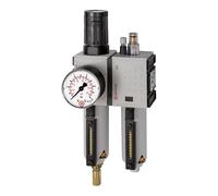 RIEGLER FU Futura 615-M-2 Maintenance Unit Two-Piece with Metal Container, Visible Tube and Pressure Gauge, Fully Automatic, Size 4, 0.1-2 Bar, G 3/4 Inch