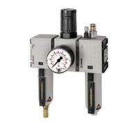 RIEGLER FU Futura 635-M-2 Maintenance Unit 3-Piece with Metal Container, Visible Tube and Pressure Gauge, Fully Automatic, Size 2, 0.1-2 Bar, G 3/8 Inch