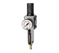 RIEGLER FU Futura 822-M-16 Filter Regulator with Metal Container, Visible Tube and Pressure Gauge, Fully Automatic, Size 1, 0.5-16 Bar, G 3/8 Inch