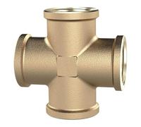 RIEGLER KST34MSIG Brass Blank Cross Piece, 4 x Female Thread, G 3/4 Inch Thread, 16 Bar Operating Pressure
