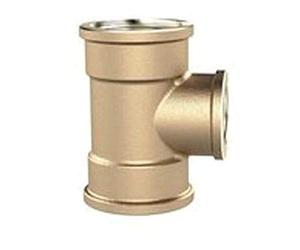 RIEGLER TRED101210MSIG Blank Brass T-Reducer, 3 x Female Thread, 2 x G 1 Inch Female Thread, G 1/2 Inch Thread Outlet, 16 Bar Operating Pressure