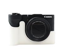 Rieibi Camera Case For Canon PowerShot V1, Pu Leather Half Case for Canon PowerShot v7 Digital Camera Case-White(No Camera)