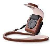 Rieibi Camera Case for Sony ZV1F/ZV1/Ricoh GR IIIx/Ricoh GR III II/Fujifilm X-Half/X-HF1/Panasonic LX9 LX10 LX15/Canon G7X III / G7X II / SX740 HS- Camera Bag with Strap - Coffee (Camera not included)