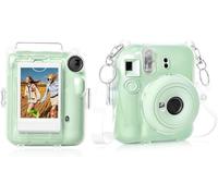Rieibi Clear Case Compatible with Fuji Instax Mini 12, Hard Carrying Case Bag for Fujifilm Instax Mini 12 Instant Camera, PC Cover with Photo Storage Pocket & Clear Strap