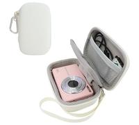 Rieibi Digital Camera Case for Camkory/Kodak PIXPRO FZ55/FZ45/Canon IXUS 285 HS Camera, Dedicated Case - Small Hard Shell with Wrist Strap, Carabiner & SD Card Holder (White)