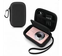 Rieibi Digital Camera Case for Camkory/Kodak PIXPRO FZ55/FZ45/Canon IXUS 285 HS Camera, Dedicated Case - Small Hard Shell with Wrist Strap, Carabiner & SD Card Holder (Black)