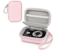 Rieibi Digital Camera Case for Camkory/Kodak PIXPRO FZ55/FZ45/Canon IXUS 285 HS Camera, Dedicated Case - Small Hard Shell with Wrist Strap, Carabiner & SD Card Holder (Pink)
