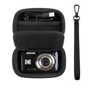 Rieibi Digital Camera Case for Kodak PIXPRO FZ55/FZ45, Kodak Pixpro C1, Canon IXUS 285 HS, Dedicated Case - Small Hard Shell with Wrist Strap, Carabiner & SD Card Holder (Black)