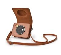Rieibi Mini Shot 3 Retro Case, PU Leather Protective Case for Previous Version Of Kodak Mini Shot 3 Retro C300R 2-in-1 Camera/Portable Instant Printer with Shoulder Strap - Brown (Camera not included)