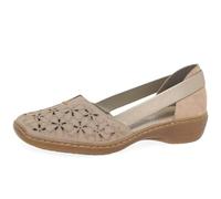 Rieker 41356 Wedge Heel Open Sides Beige Leather Women's Loafers (Cliff Beige, UK Footwear Size System, Adult, Women, Numeric, Medium, 6)