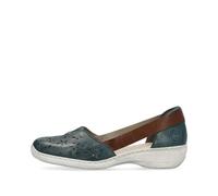 Rieker 41356 Wedge Heel Open Sides Petrol Leather Women's Loafers