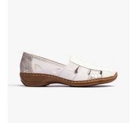 Rieker 41385 Doris Medium Fronted Wedge Heel Loafers (White, UK Footwear Size System, Adult, Women, Numeric, Medium, 7.5)