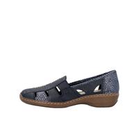 Rieker 41385 Doris Medium Fronted Wedge Heel Loafers (Navy, UK Footwear Size System, Adult, Women, Numeric, Medium, 5)