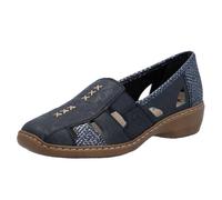 Rieker 41385 Doris Medium Fronted Wedge Heel Loafers (Navy, UK Footwear Size System, Adult, Women, Numeric, Medium, 3.5)