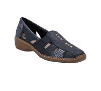 Rieker 41385 Doris Medium Fronted Wedge Heel Loafers (Navy, UK Footwear Size System, Adult, Women, Numeric, Medium, 6.5)