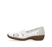 Rieker 41385 Doris Medium Fronted Wedge Heel Loafers (White, UK Footwear Size System, Adult, Women, Numeric, Medium, 8)