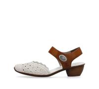Rieker 43703 Tan and cream leather laser cut dressy sling back heels (Cream, UK Footwear Size System, Adult, Women, Numeric, Medium, 6)