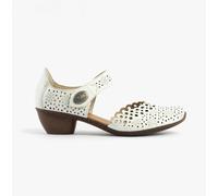 Rieker 43753 Mirjam Multi Colour Leather Laser Cut Dressy Heels (White 80, UK Footwear Size System, Adult, Women, Numeric, Medium, 7.5)