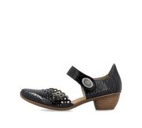 Rieker 43753 Mirjam Multi Colour Leather Laser Cut Dressy Heels (Black Patent, UK Footwear Size System, Adult, Women, Numeric, Medium, 5)