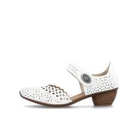 Rieker 43753 Mirjam Multi Colour Leather Laser Cut Dressy Heels (White 80, UK Footwear Size System, Adult, Women, Numeric, Medium, 3.5)