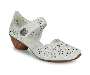 Rieker 43786 Womens Off White Leather A Strap Heeled Court