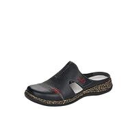 Rieker 46362-00 Black leather Womens slipper mules in a Plain Leather in Size 40