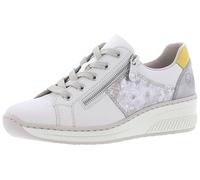 Rieker 48700-80 Off White leather multi wedge heel side zip trainer (White Combi, UK Footwear Size System, Adult, Women, Numeric, Medium, 6)