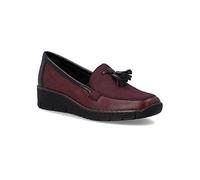 Rieker 53771-35 Wine Leather Womens Comfort Slip On Shoes
