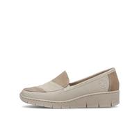 Rieker 53785 Doris Wedge Heel Leather Slip on Shoes (Beige, UK Footwear Size System, Adult, Women, Numeric, Medium, 3.5)