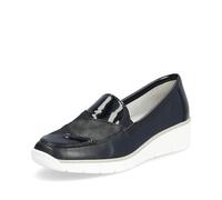 Rieker 53785 Doris Wedge Heel Leather Slip on Shoes (Navy, UK Footwear Size System, Adult, Women, Numeric, Medium, 3.5)