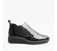 Rieker Eria Womens Leather Slip On Wedge Heel Chelsea Boots - Black, EU 38
