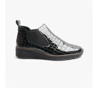 Rieker 53794 Womens Patent Leather Zip Up Warm Lining Casual Black Ankle Boots