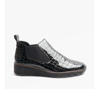 Rieker Eria Womens Leather Slip On Wedge Heel Chelsea Boots - Black, EU 38