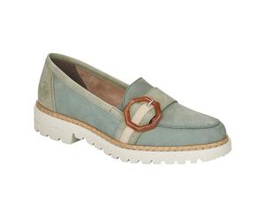 Rieker 54864 Soft sage green nubuck leather upper summer loafers RRP £60