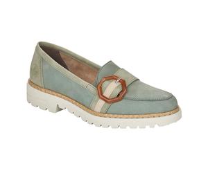 Rieker 54864 Soft sage green nubuck leather upper summer loafers RRP £60