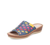 Rieker 61336-90 Ladies Blue Combination Slip-On Shoes Colour: Metallic