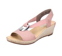 Rieker 624H6 Fanni Women's Wedge Sandals - Lightweight, Comfortable and Supportive - Slip On Sandals with Cushioned Insole and High Wedge for Everyday Stylish Wear, Darkrose, 7.5 UK