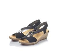 Rieker 624H6 Namur navy wedge heel cushioned insole sling back sandals