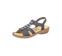 Rieker 62850 Ladies Blue Elasticated Sandals Black